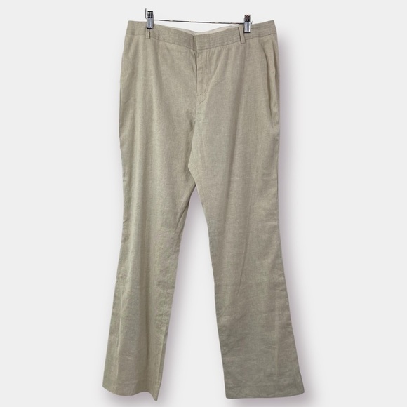 NEW Banana Republic Linen Pants Cream Natural Contour Fit Stretch High … - Picture 1 of 4